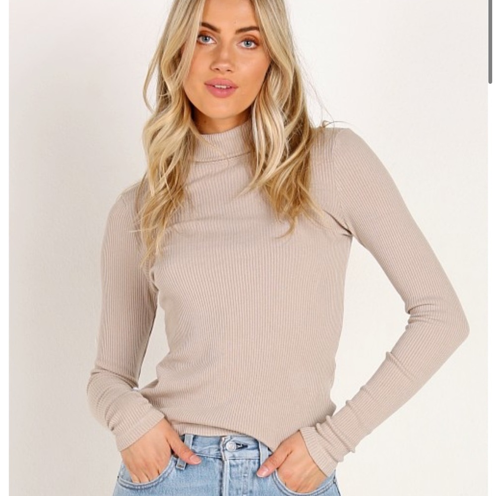 Lacausa oatmeal sweater rib turtleneck
